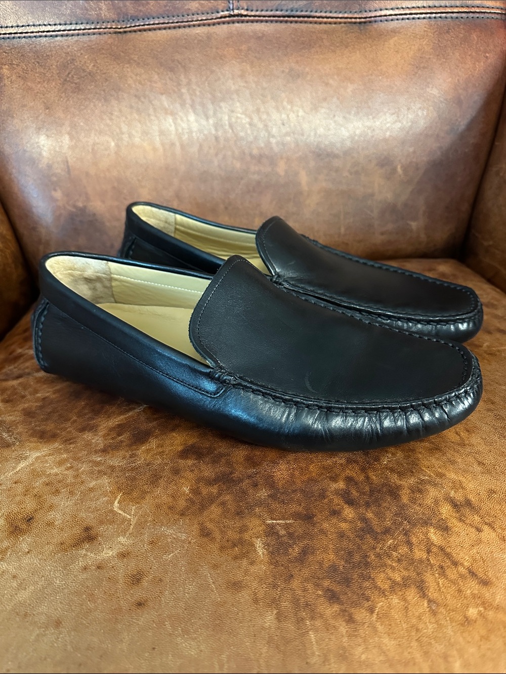Bally Walton Black Leather Slip-On Driving Loafers Made in Italy